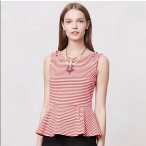 Anthropologie 9-H15 STLC Antonia Peplum Striped